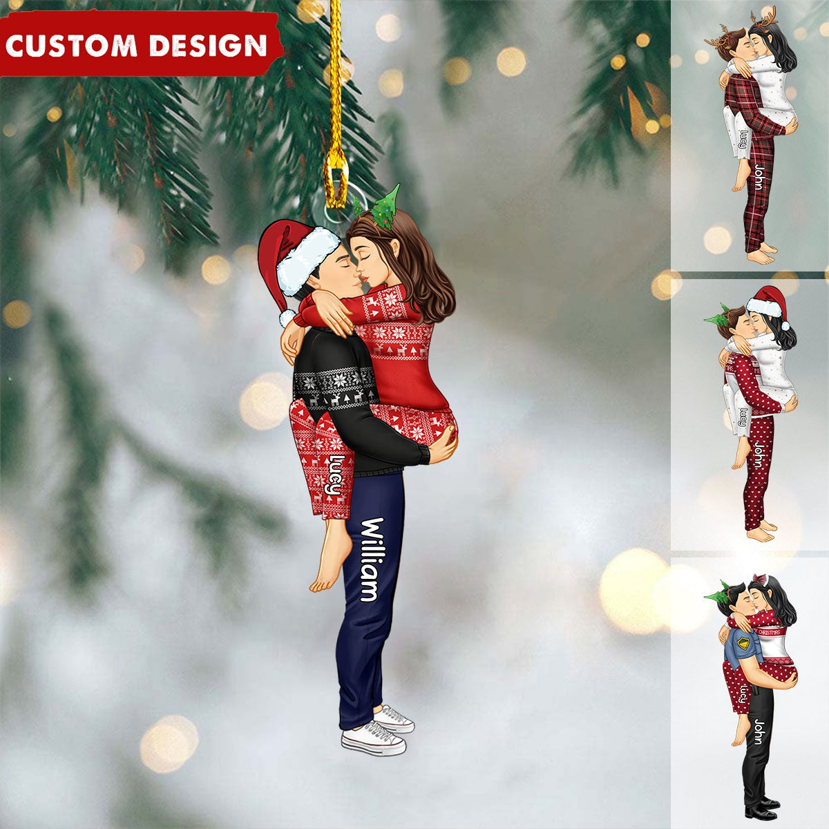Personalized Couple Kissing Christmas Ornament - Gift For Couples-New Release