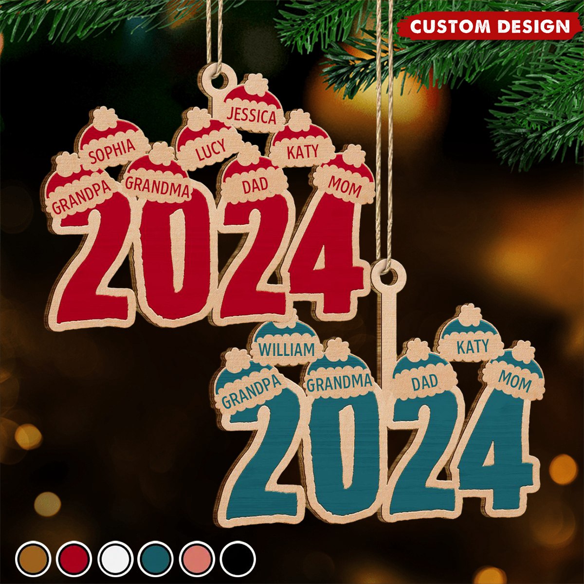 2024 New Release - Christmas Santa Hats - Personalized Wooden Christmas Ornament