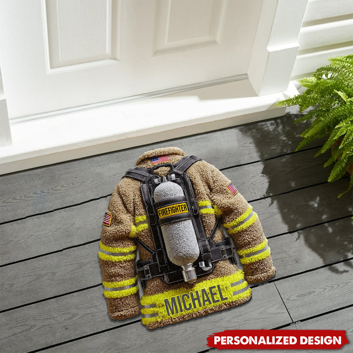 Proud Firefighter-Personalized Firefighter Doormat/ Rug