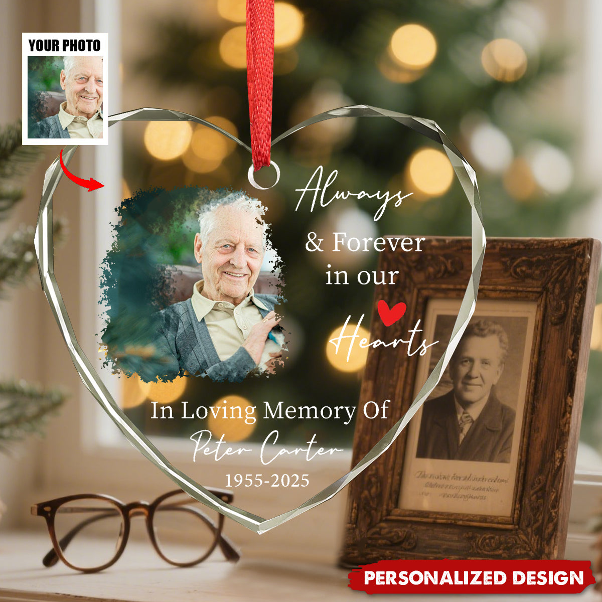 Personalized Memorial Photo Ornament, In Loving Memory Keepsake