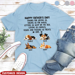 Thanks For Loving Me Dad - Personalized Unisex T-Shirt - Father's Day Gift For Dog Lovers