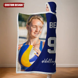 Personalized Photo Wearable Blanket Hoodie - Gift For Football,Soccer,Volleyball Lovers