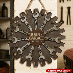 Personalized Garage Sign for Dad, Custom Father's Day Gift with Kids' Names, Little Helpers