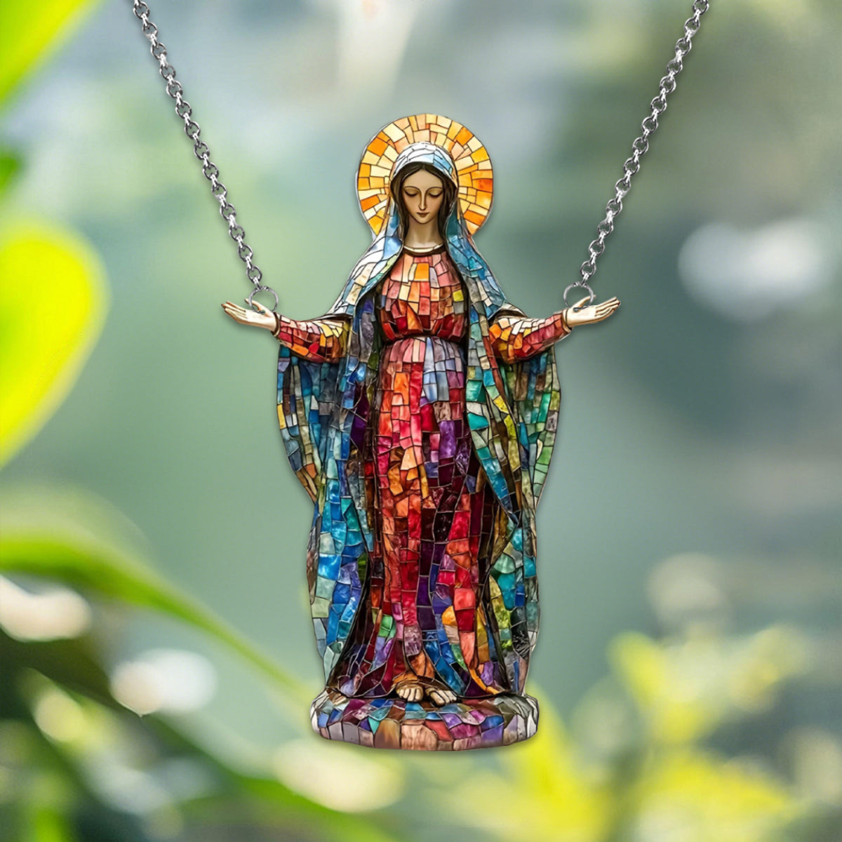 Virgin Mary Window Hanging Suncatcher Ornament - Catholic Religious Gift for Mom or Grandma
