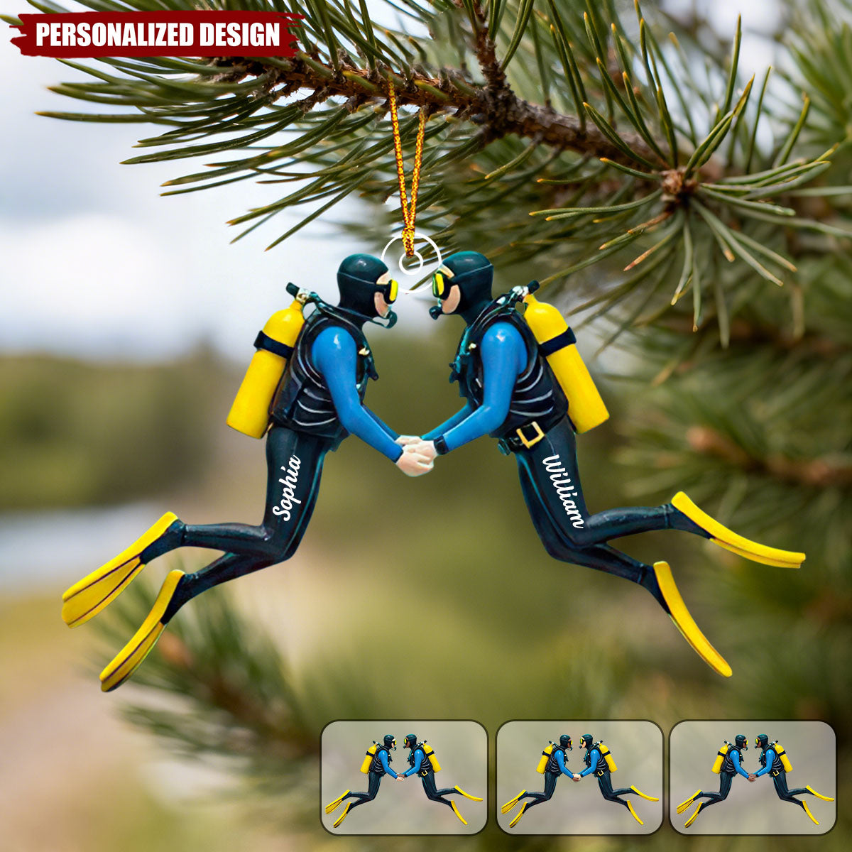 Personalized Scuba Diving Couple Ornament