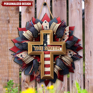 God Bless The American - Personalized Christian Custom Shaped Wood Sign