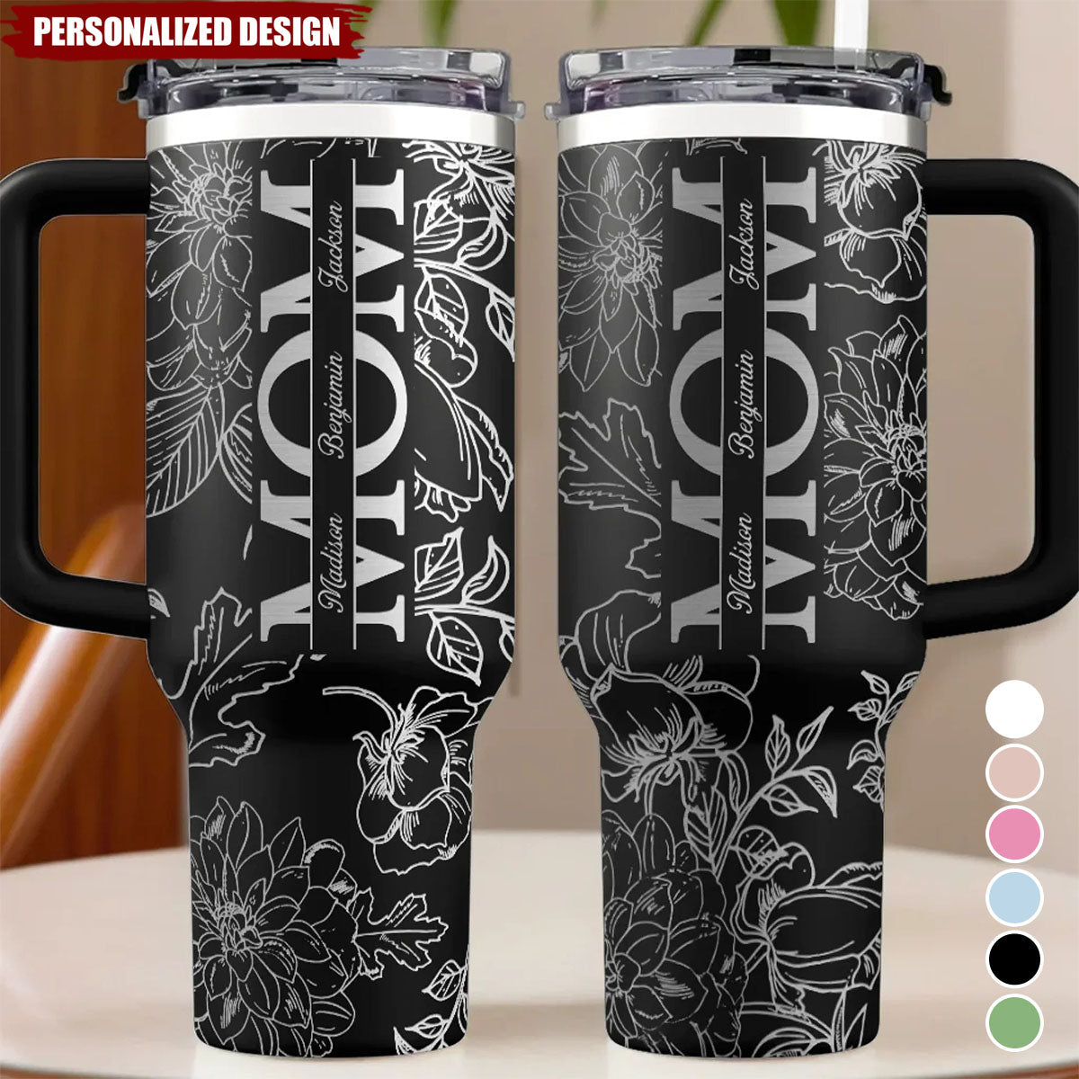 Every Sip,A Reminder Of Her Love-Personalized Tumbler With Handle-Gift For Mom, Grandma