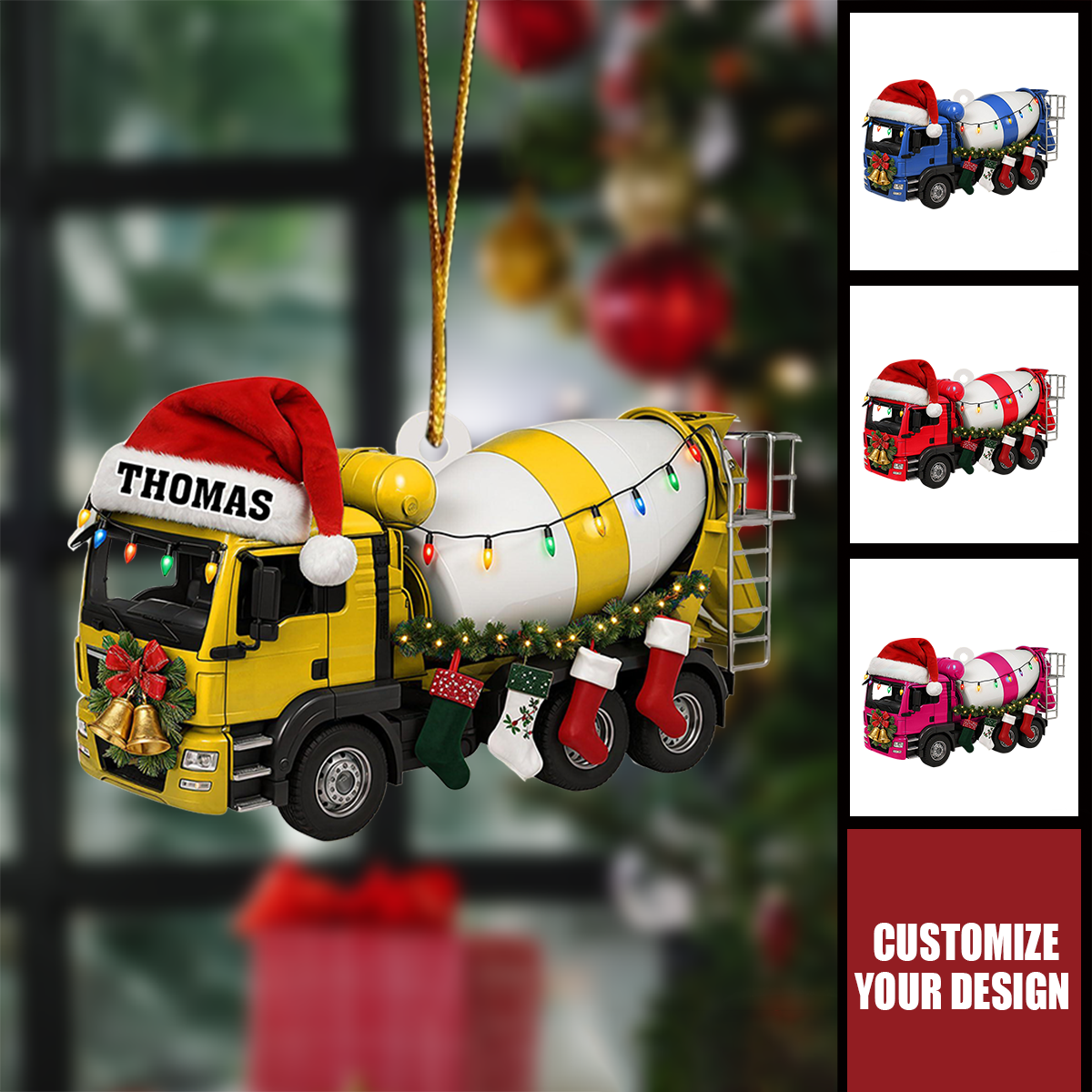 Customized Cement Truck Christmas Ornament