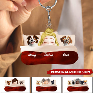 Personalized Sleeping With My Dog Keychain