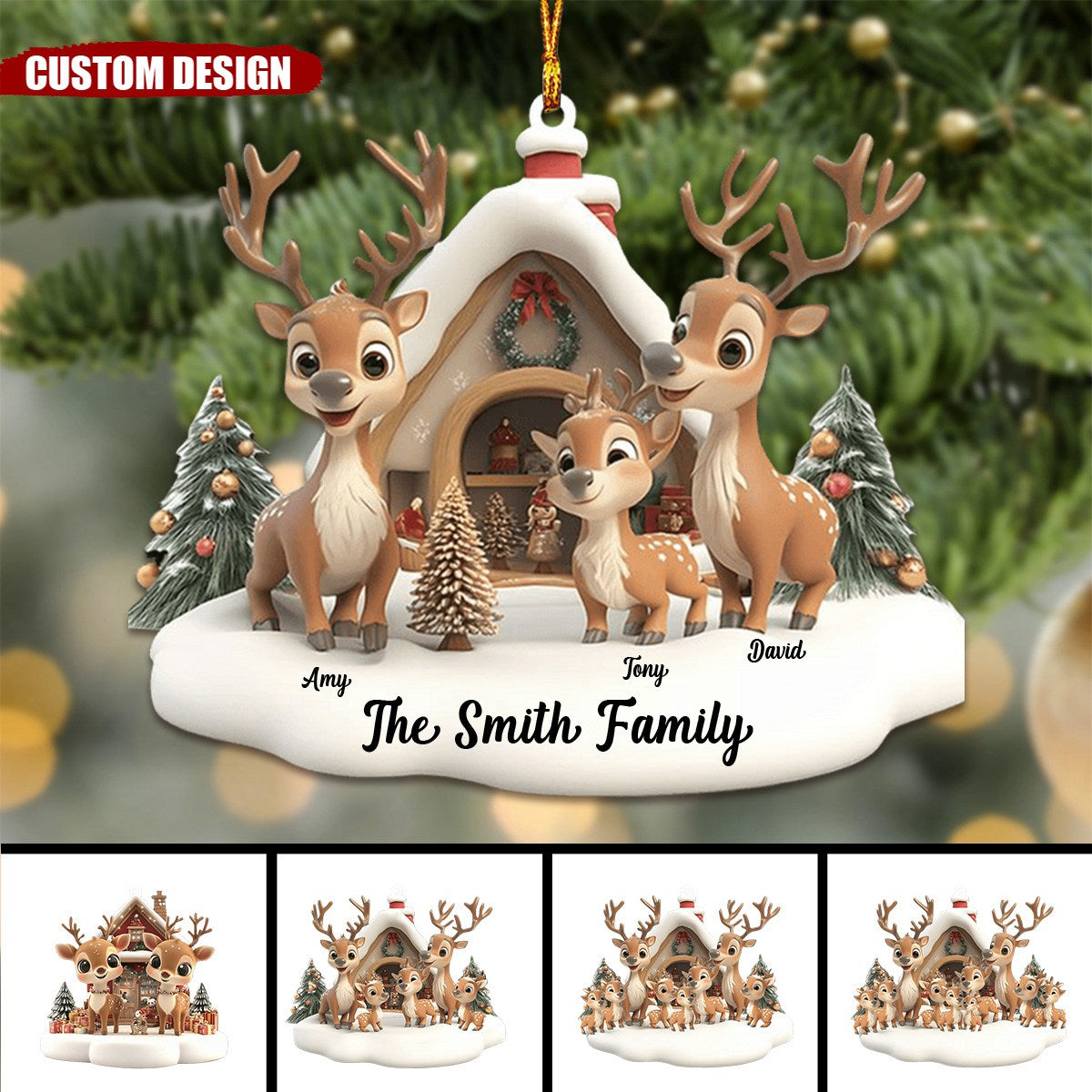 Personalized Reindeer Family Ornament New Release