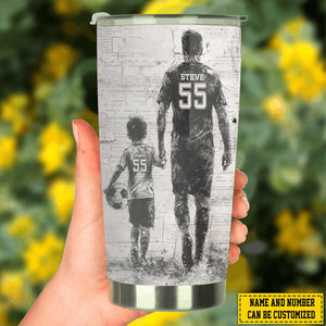 Behind Every Soccer Player-Personalized Soccer Dad Son Stainless Steel Tumbler-Father's Day Gift For Soccer Lovers