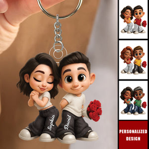 Personalized Together Y2K Couple Keychain - Gift for Couple, for Him, for Her