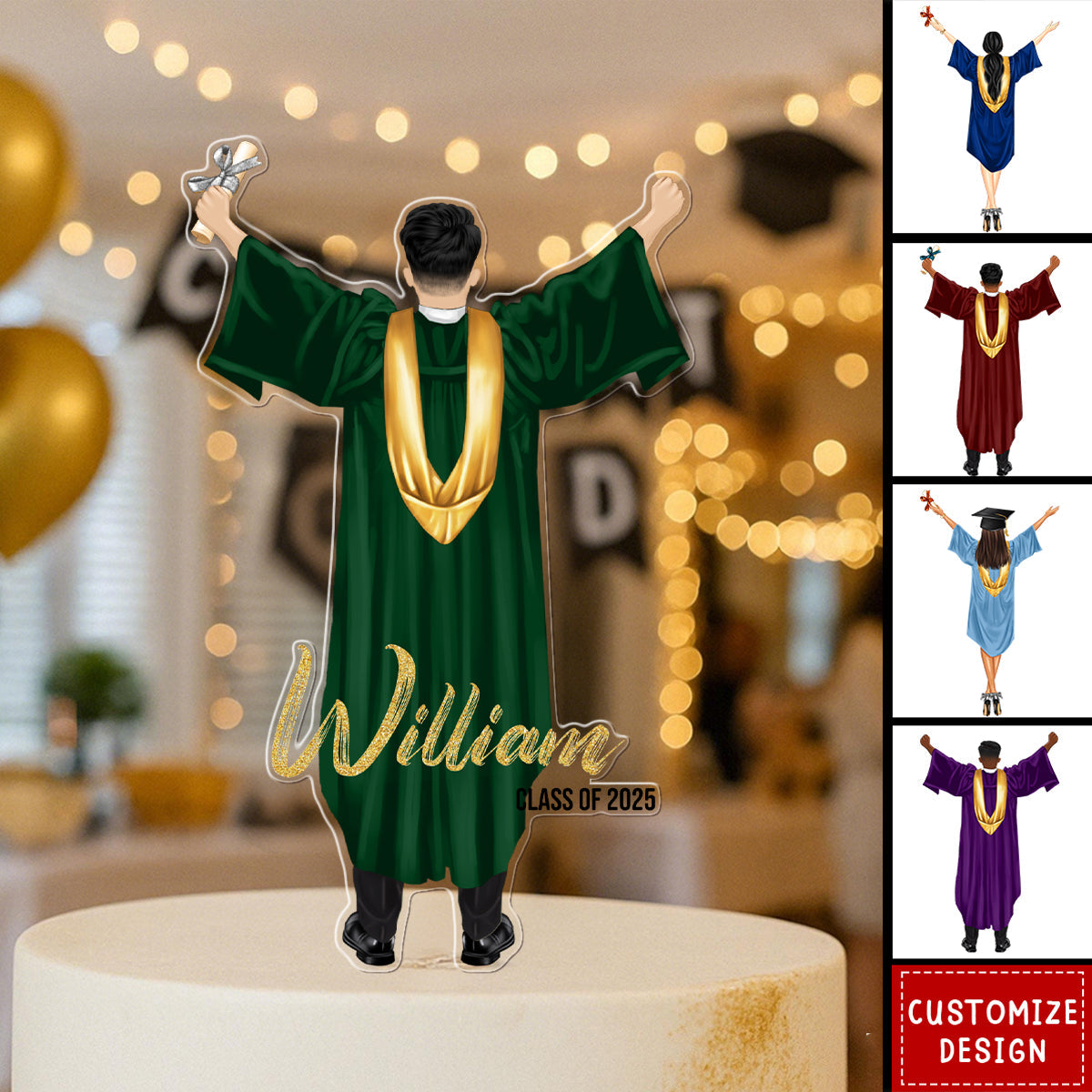 Personalized Graduation Cake Topper-Class of 2025