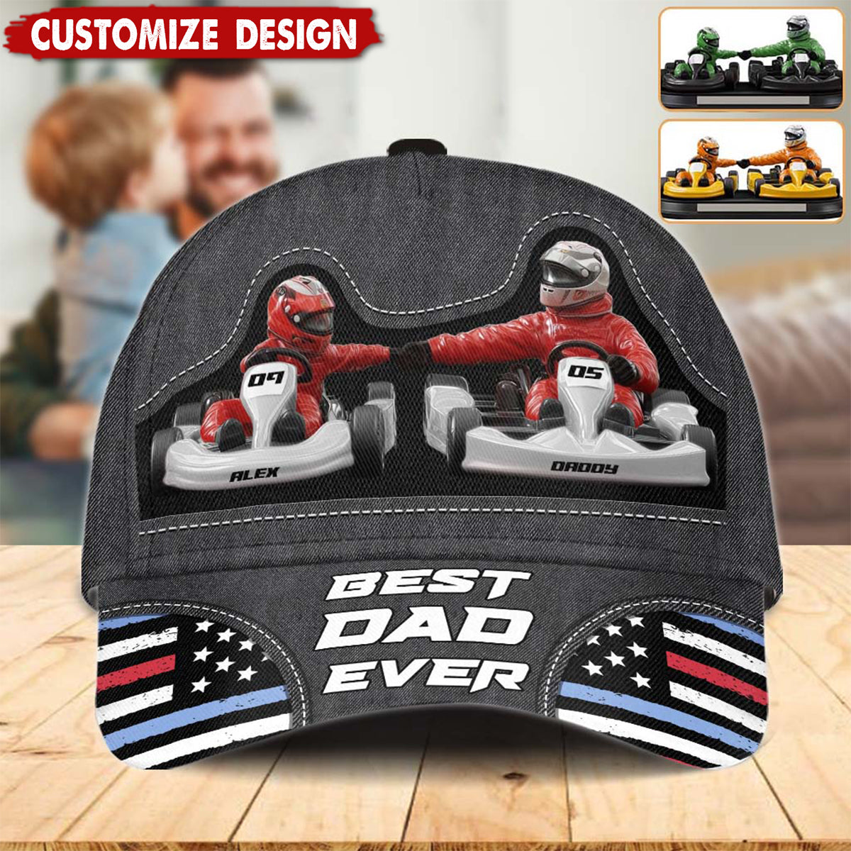 Kart Racing Loving Dad & Kid - Personalized Father Classic Cap