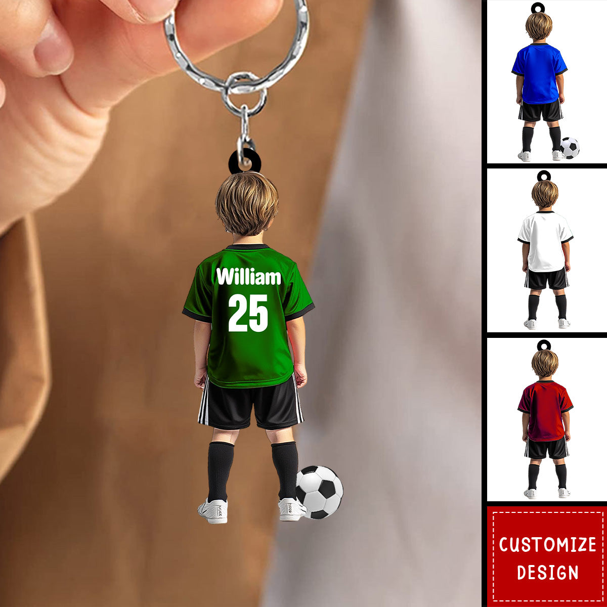 Personalized Kid Soccer Player Keychain-Gift For Soccer Young Lovers - New Release