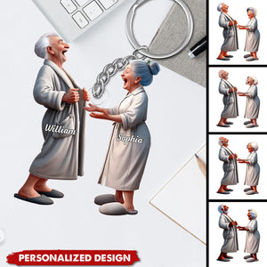 Funny Old Couple-Personalized Keychain-Gifts For Couple