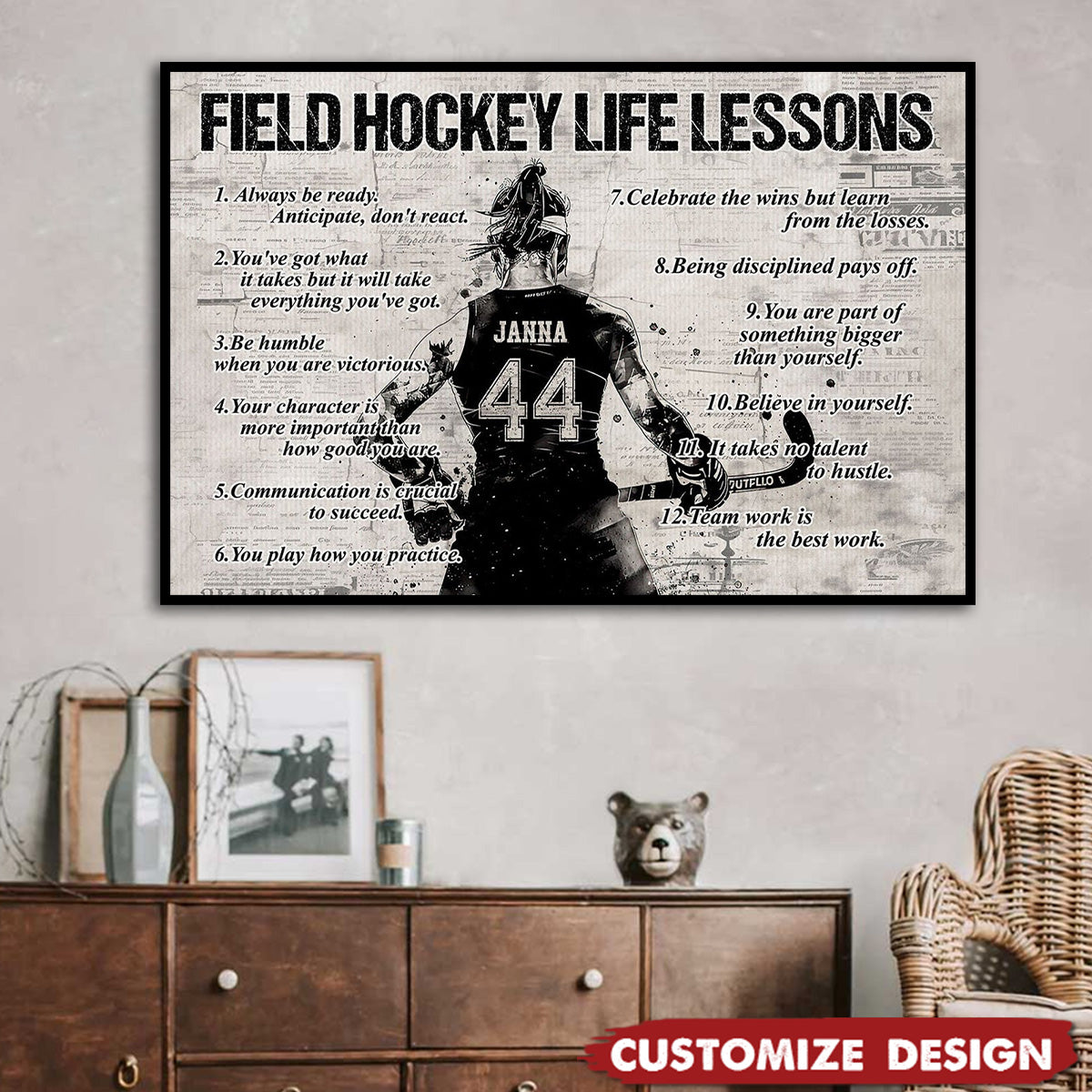 Personalized Field Hockey Life Lessons Poster-Gift For Field Hockey Lovers
