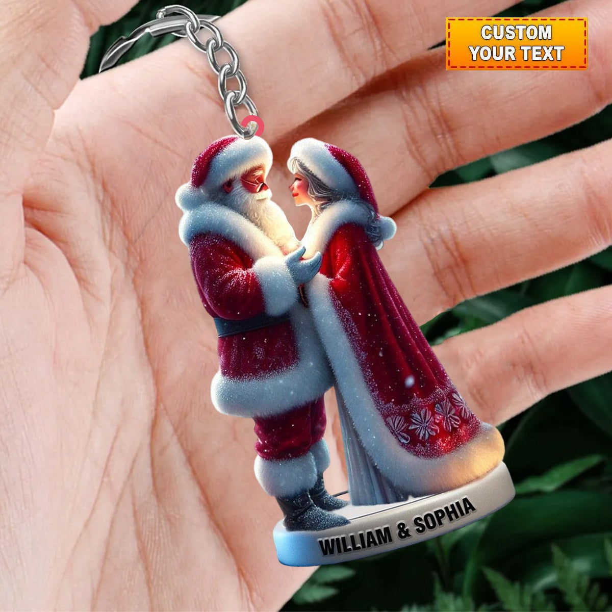 Personalized Santa and Mrs. Claus Keychain, Gift For couple