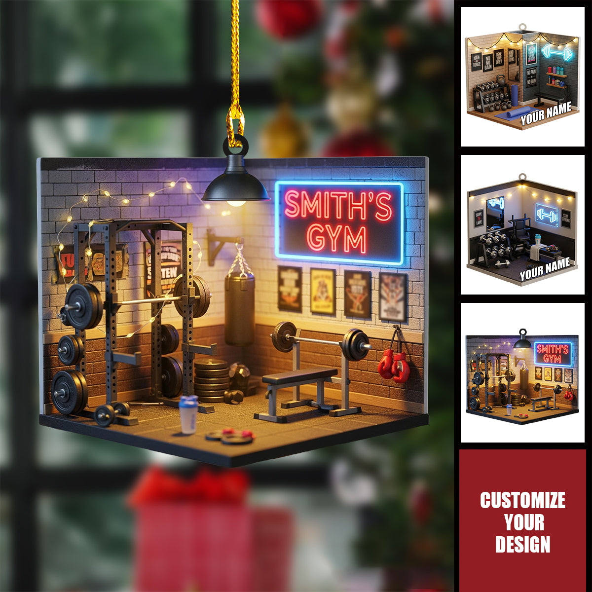 Personalized Fitness Christmas Ornament, Gift For Gym Lover, Workout Keepsake