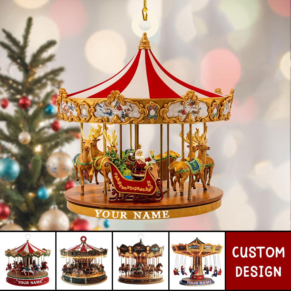 2024 New Release Personalized Carousel Christmas Ornament