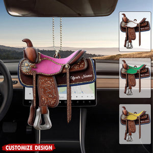 Personalized Western Horse Saddle  Car Ornament - Gift for Riders Cowboy Cowgirl
