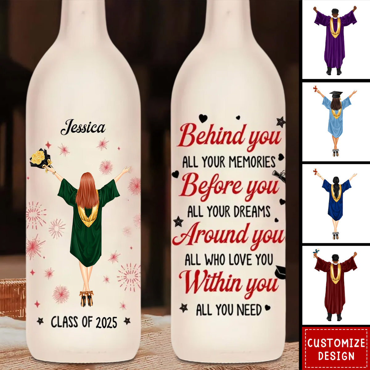 Personalized Graduation 'She Did It' Bottle Lamp
