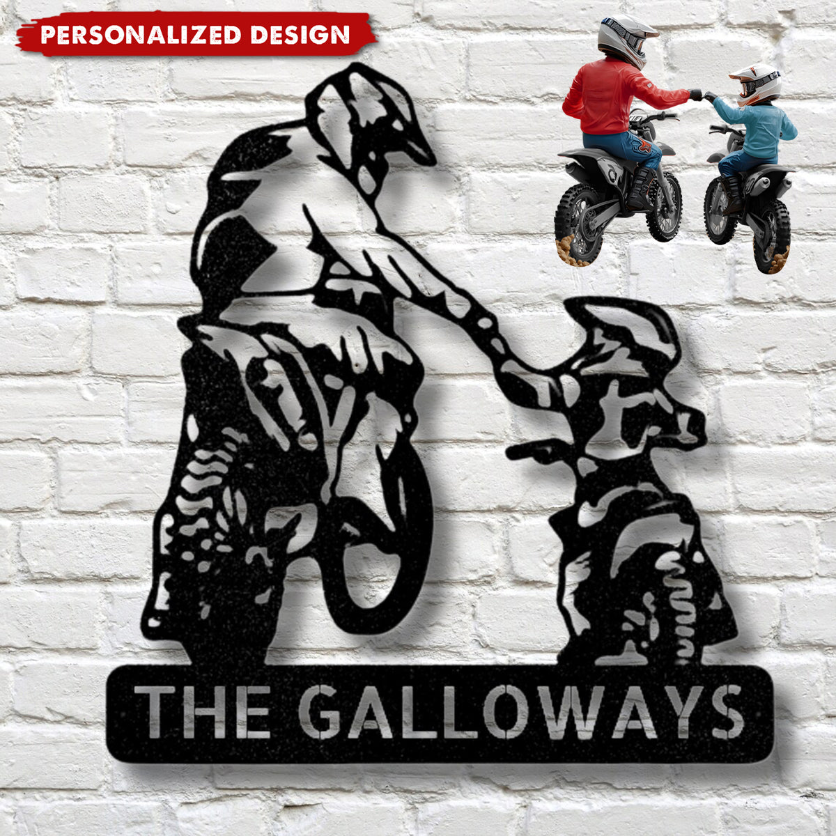 Personalized Father and Kid Motocross Racer Metal Wall Sign-Father’s Day Gift