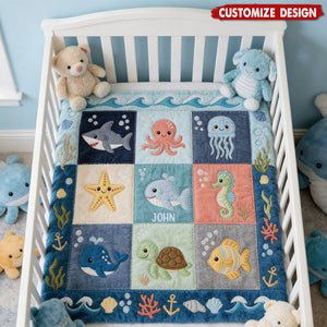 Cute Sea World - Personalized Kid Blanket