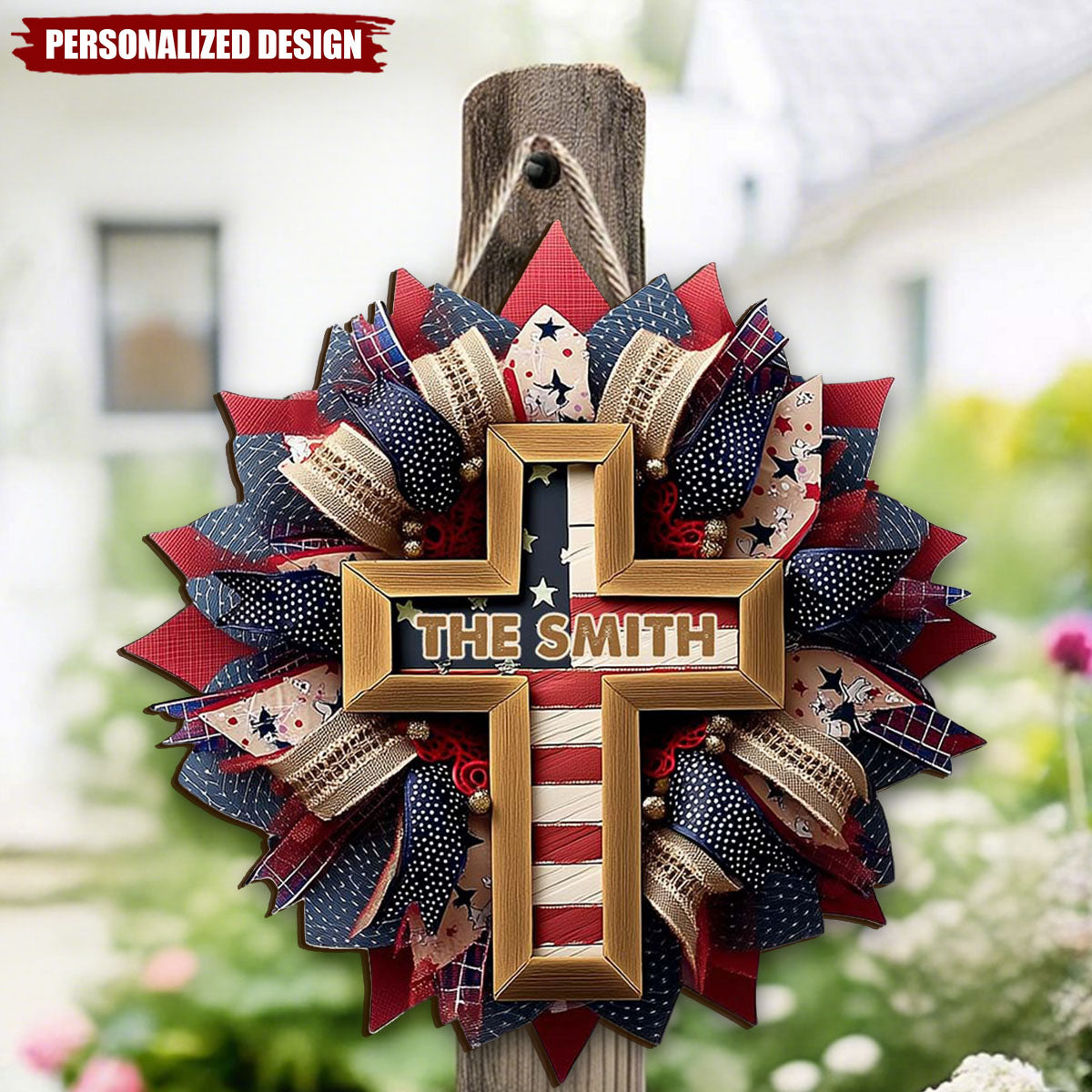 God Bless The American - Personalized Christian Custom Shaped Wood Sign