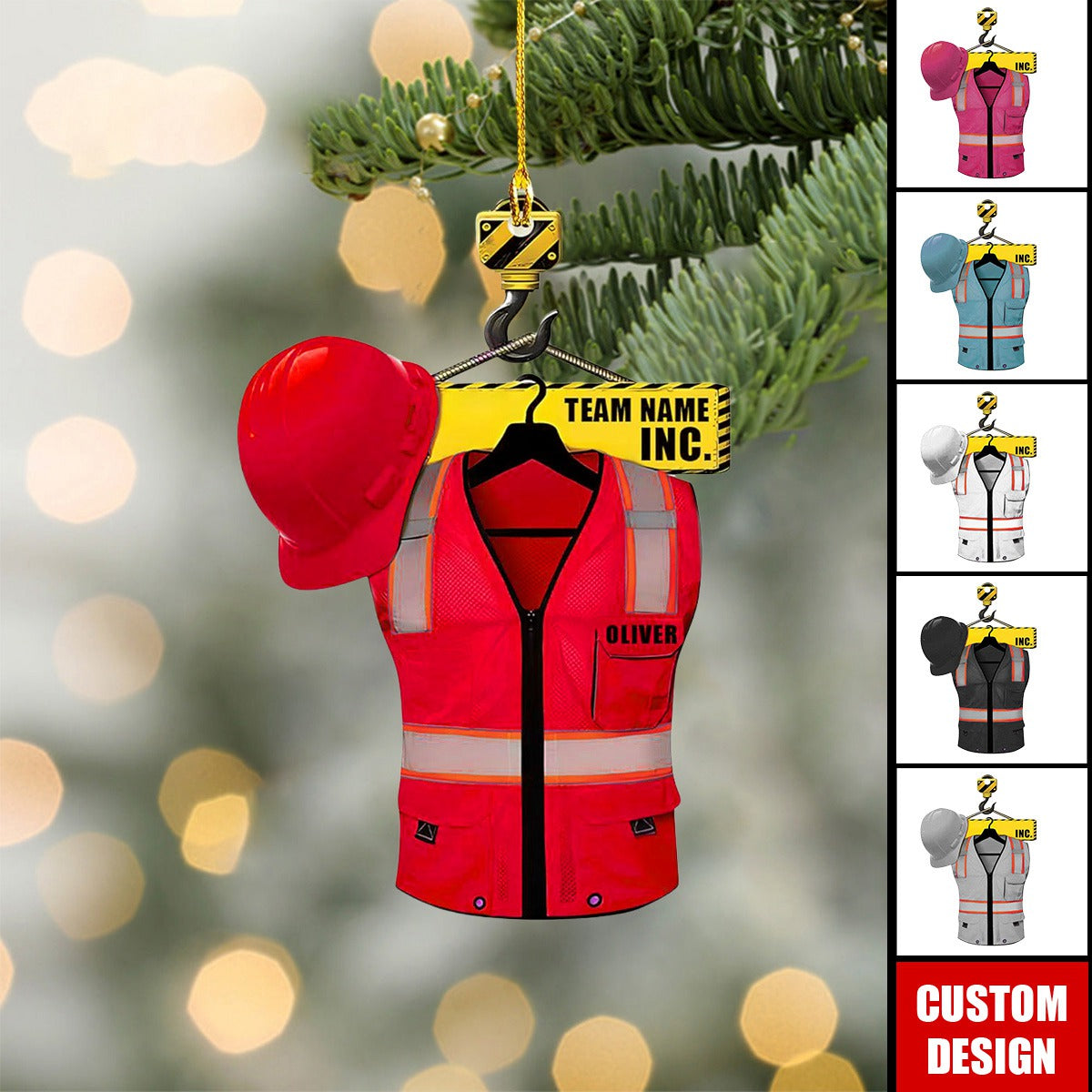 Personalized Construction Worker Acrylic Christmas Ornament - 2024 New Release
