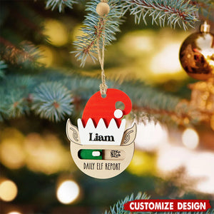Personalized Daily Elf Report Christmas Ornament - Gift for Kids