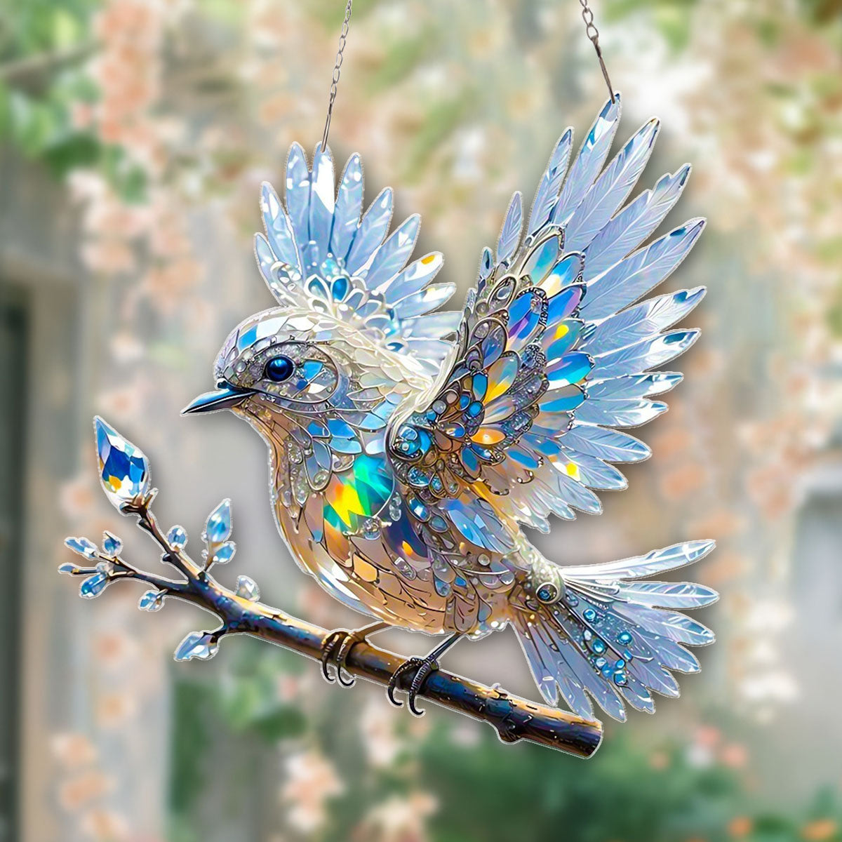 Crystal Sky Bluebird Window Hanging Ornament - Gift for Bird Lover