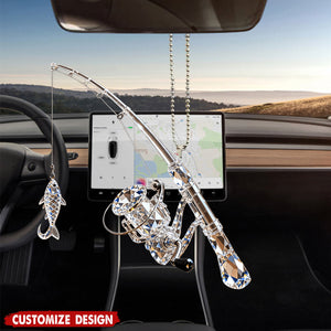 Personalized Fishing Rod Car Ornament Gift For Fishing Lover