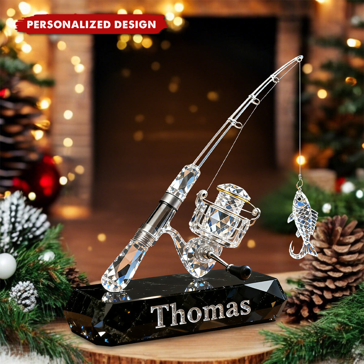 Personalized Fishing Rod Desktop Plaque-Gift For Fishing Lover