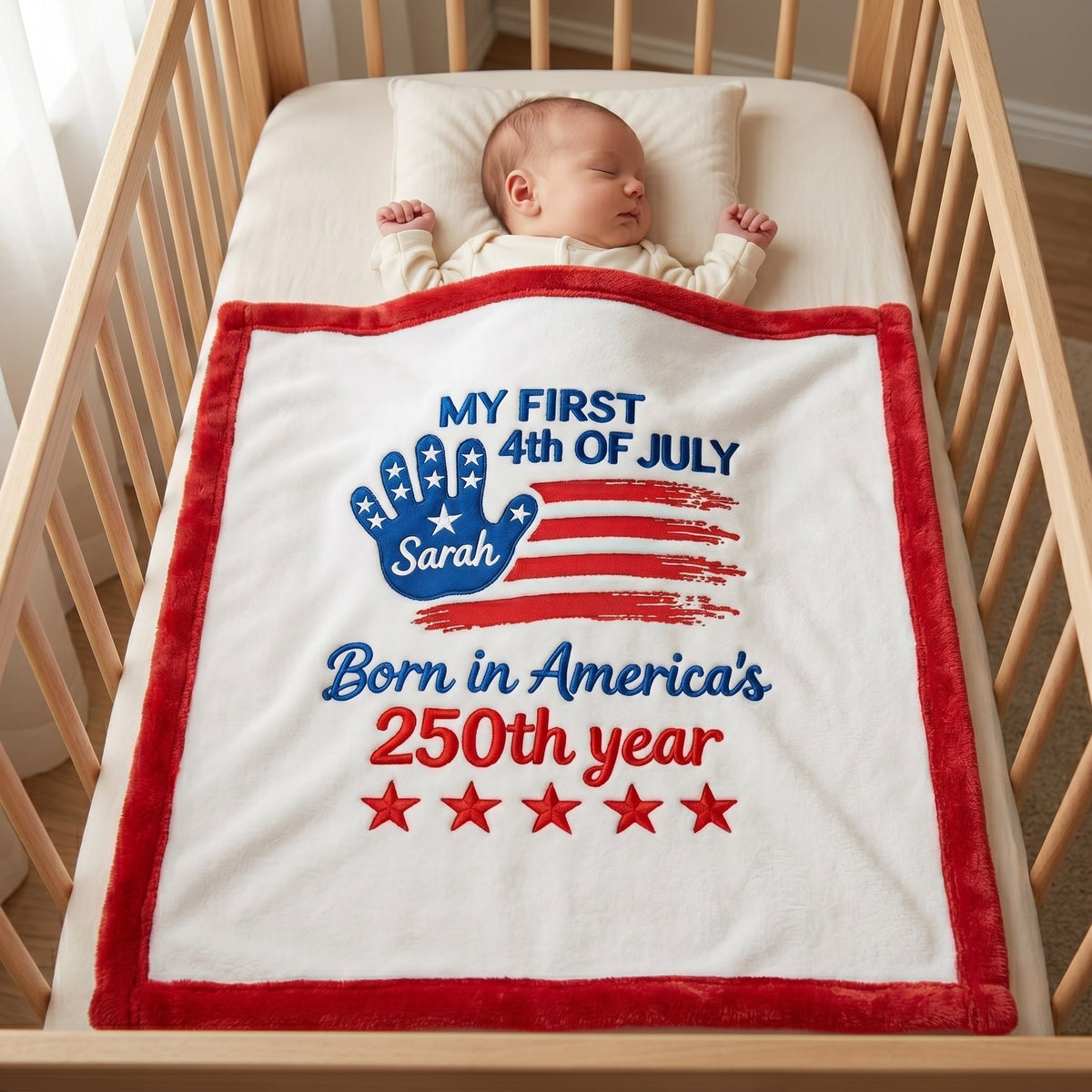 Born In America's 250th Year - Personalized Baby Blanket