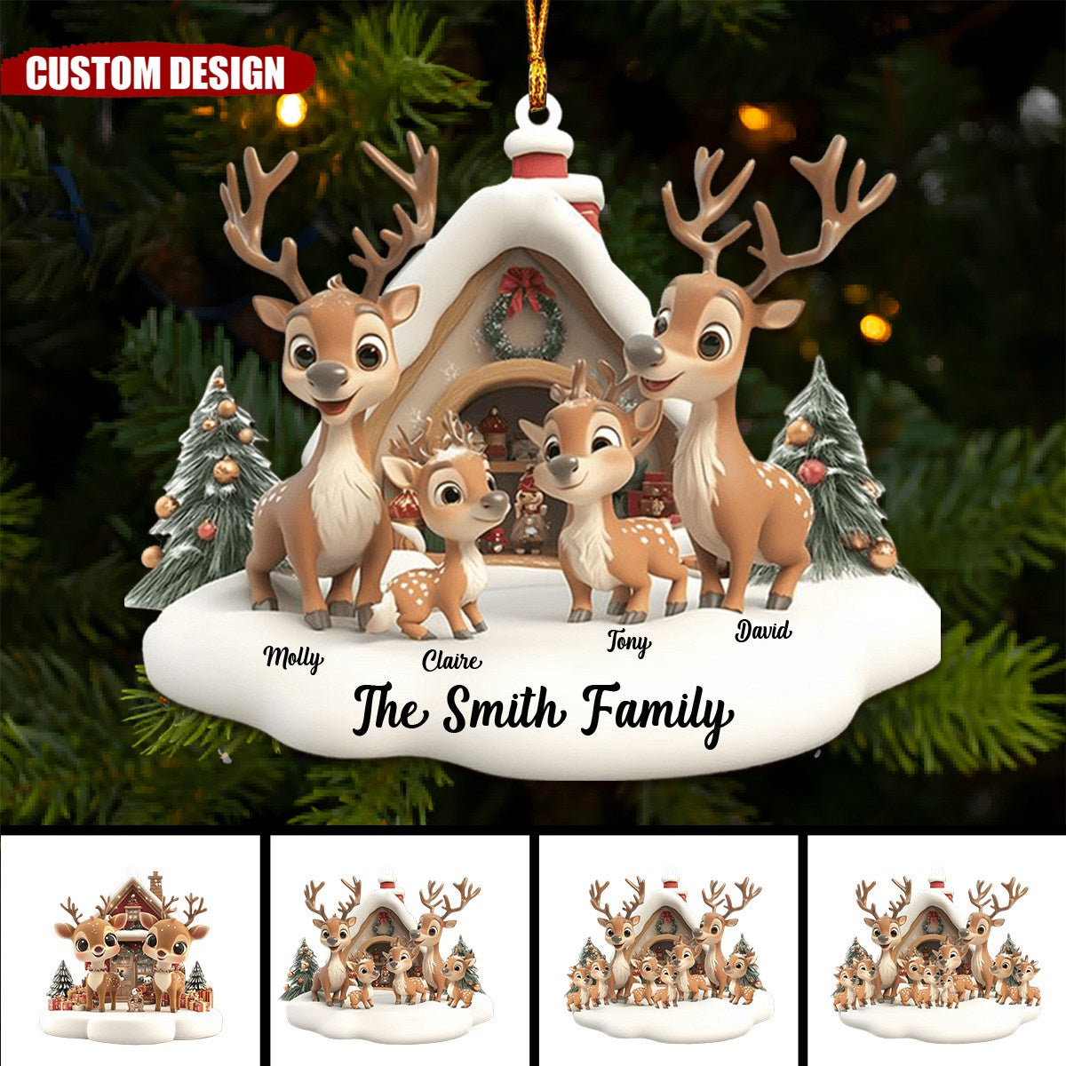 Personalized Reindeer Family Ornament New Release
