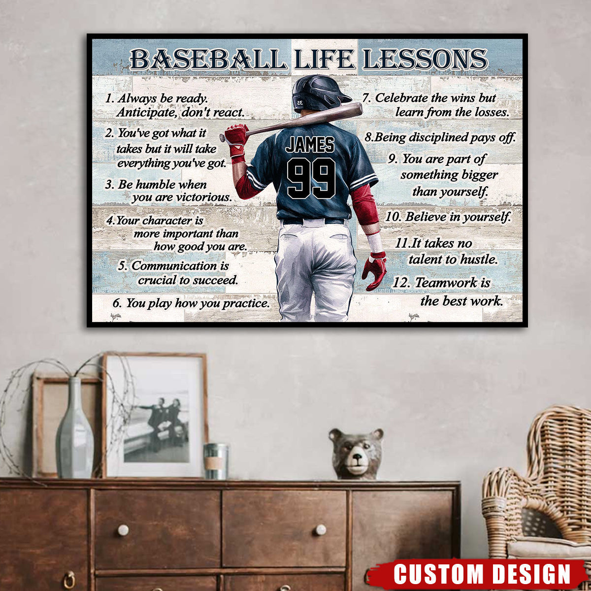 Personalized Baseball Life Lessons Poster-Gift For Baseball Lover