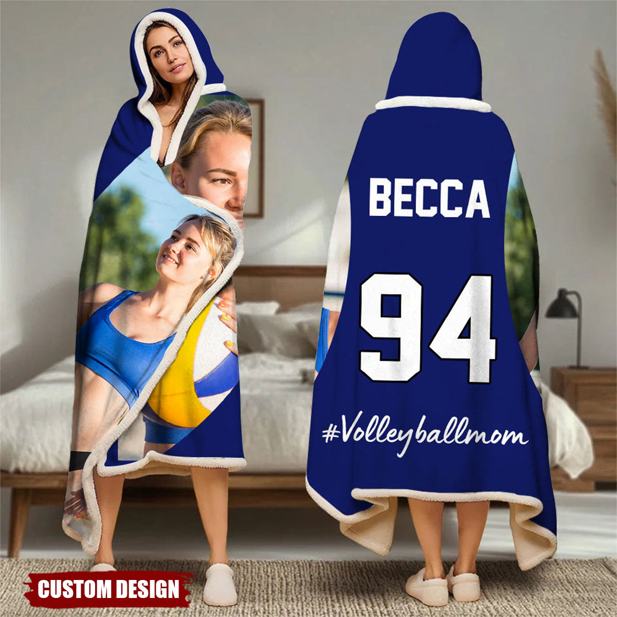 Personalized Photo Wearable Blanket Hoodie - Gift For Football,Soccer,Volleyball Lovers
