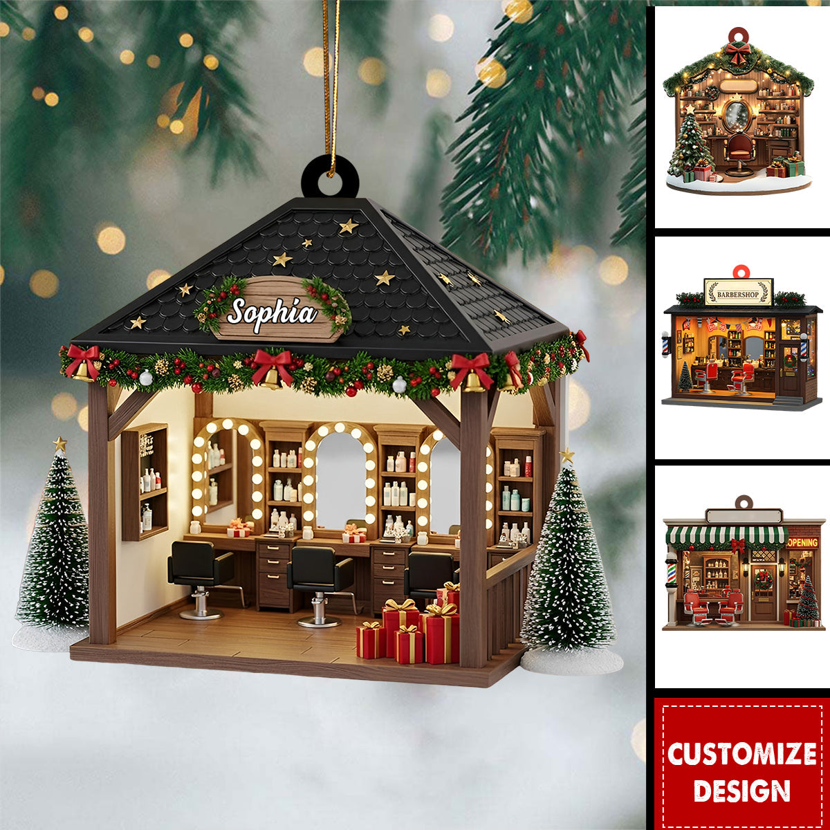 Personalized Barbershop Christmas Ornament