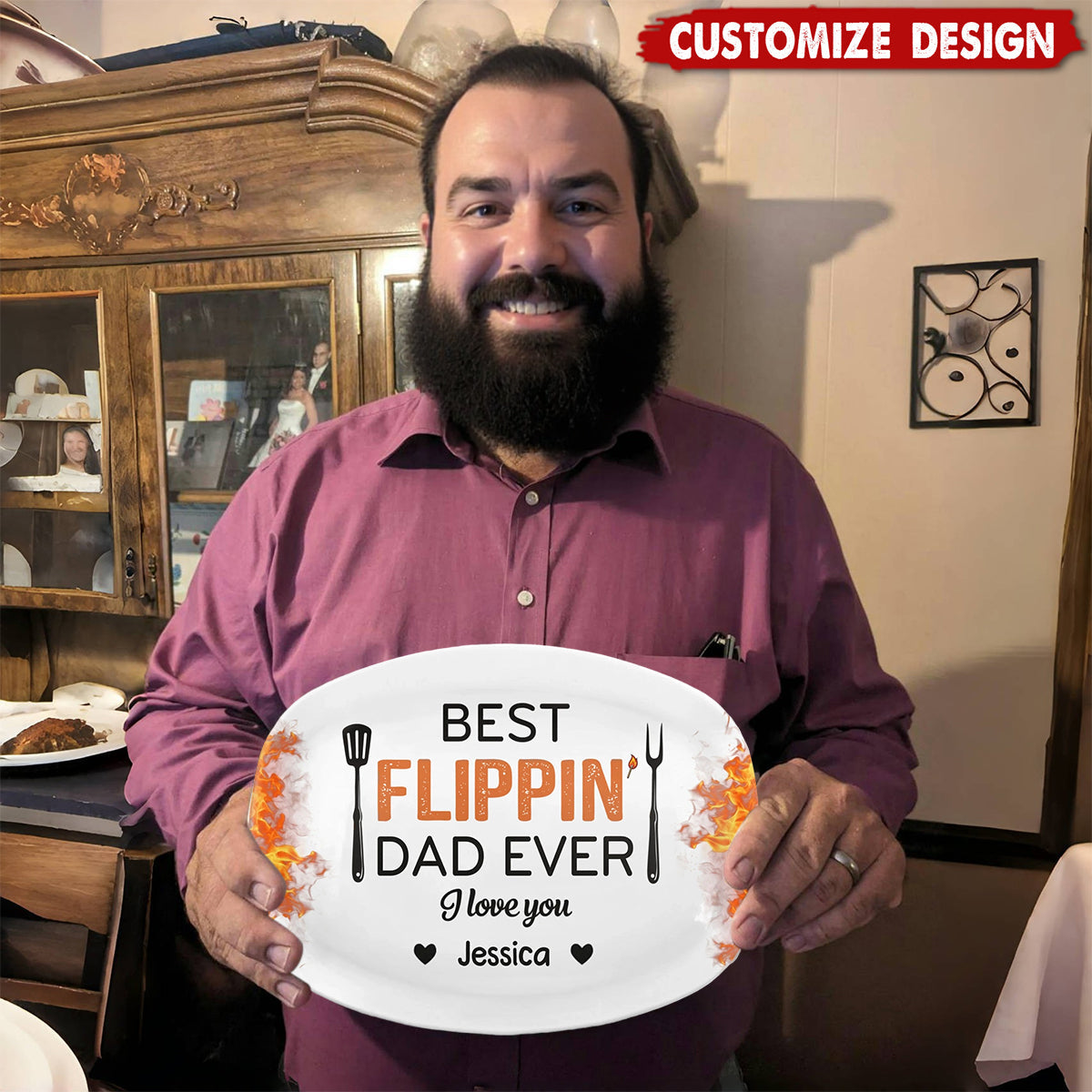 Best Flippin’ Dad Ever - Family Personalized Platter - Father's Day, Gift For Dad, Grandpa