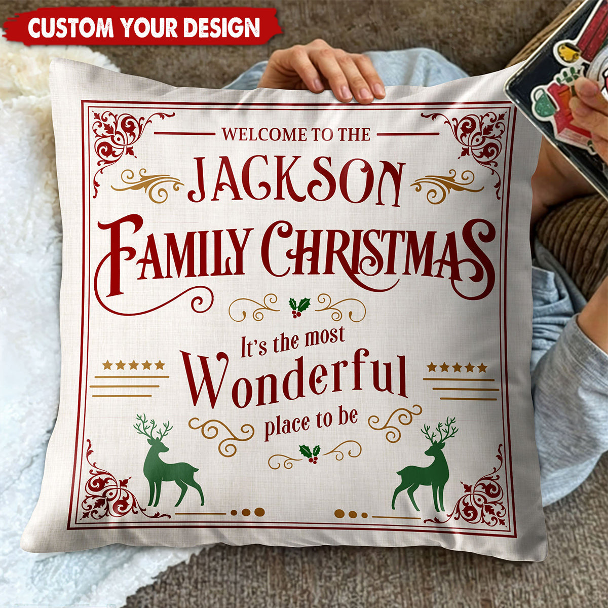 Welcome To The Family Christmas, Personalized Custom Pillow, Gift For Family Members