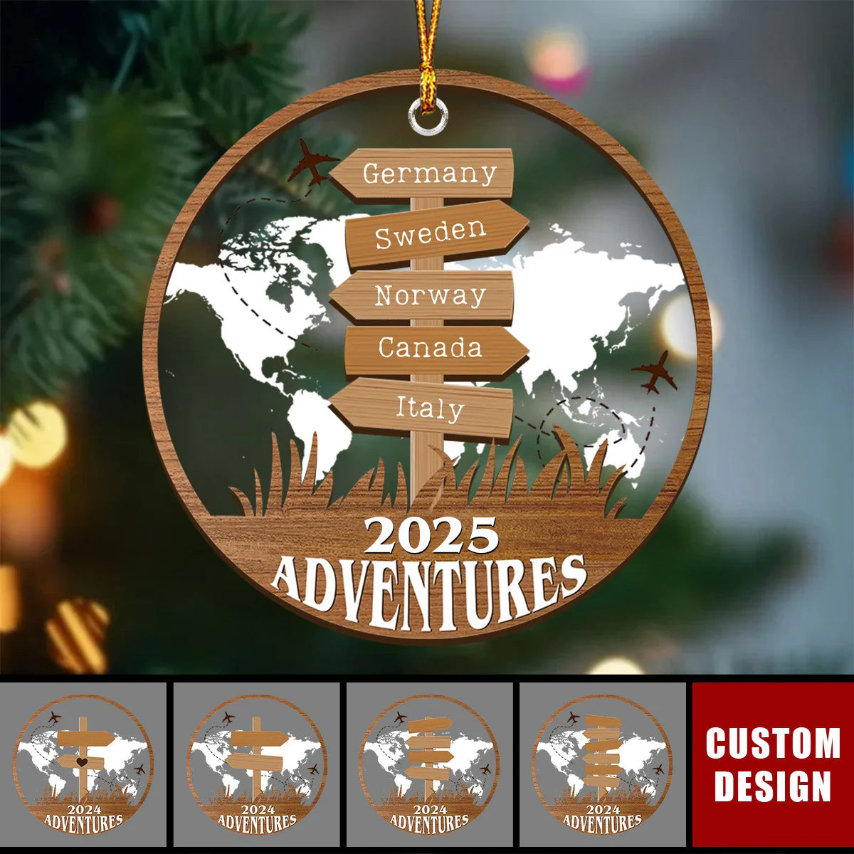 Personalized Travel Adventure Ornament, Custom Traveling Destination - Gift for Travelers
