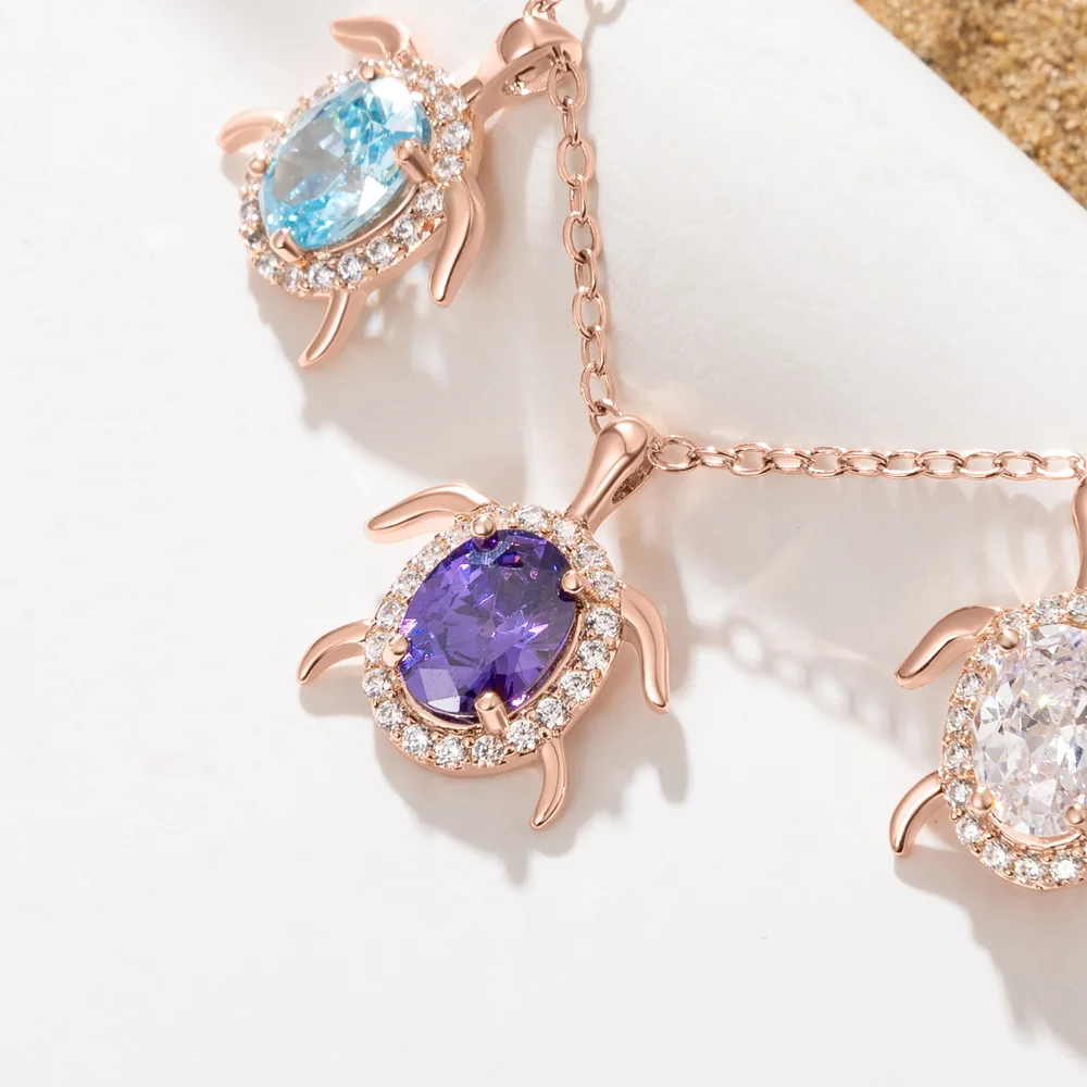 Personalized Sea Turtle Birthstones Necklace - Gift For Mom,Grandma