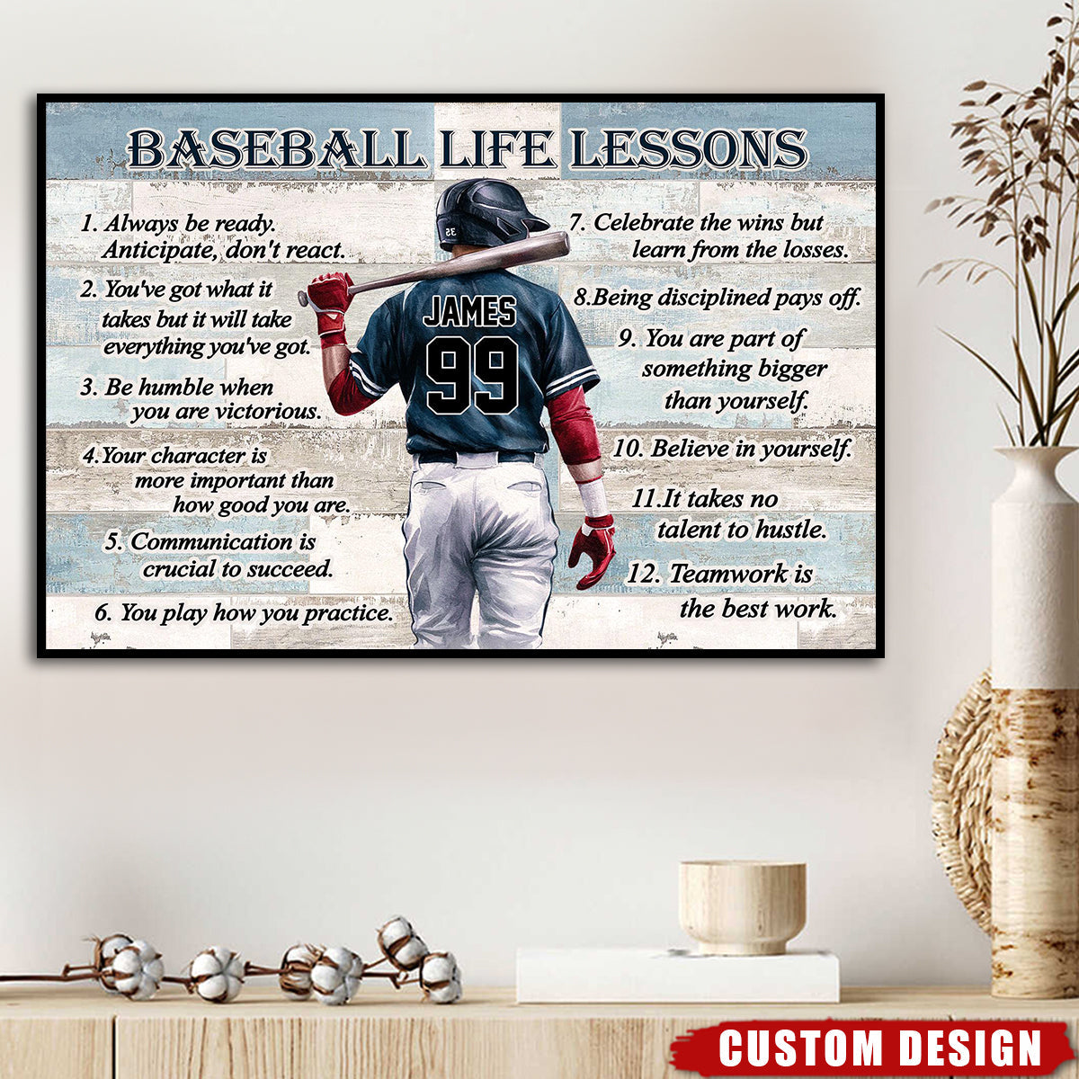 Personalized Baseball Life Lessons Poster-Gift For Baseball Lover