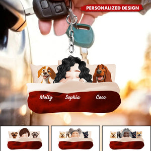Personalized Sleeping With My Dog Keychain