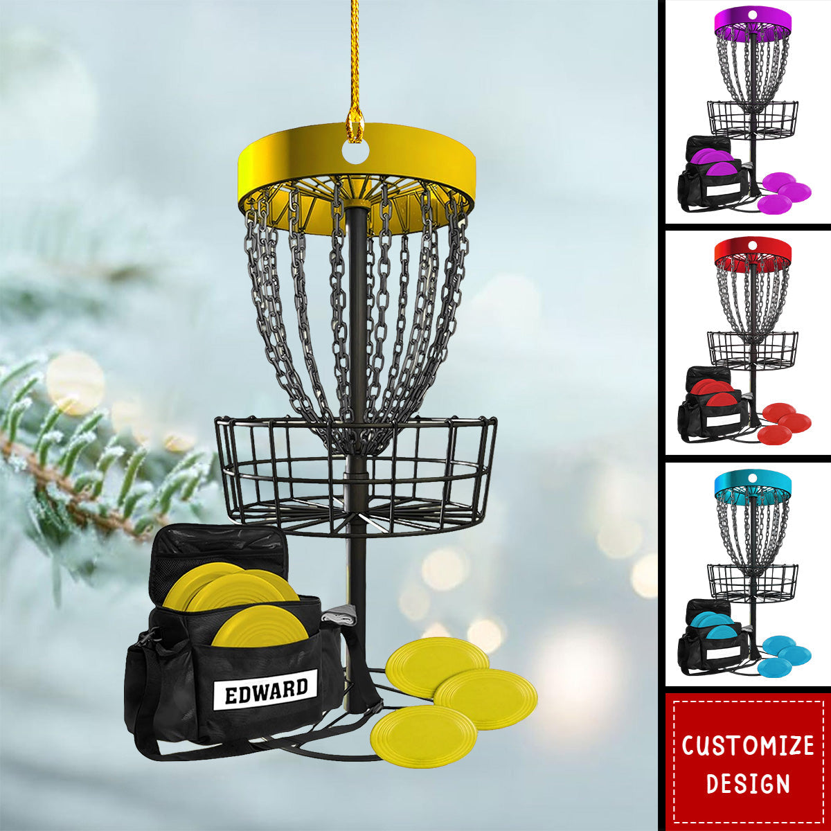 Personalized Disc Golf Christmas Ornament Gift for Disc Golf Lover - New Release