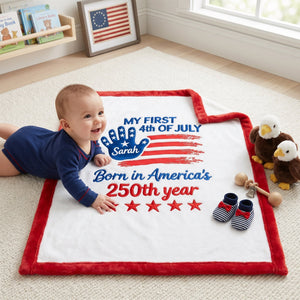 Born In America's 250th Year - Personalized Baby Blanket