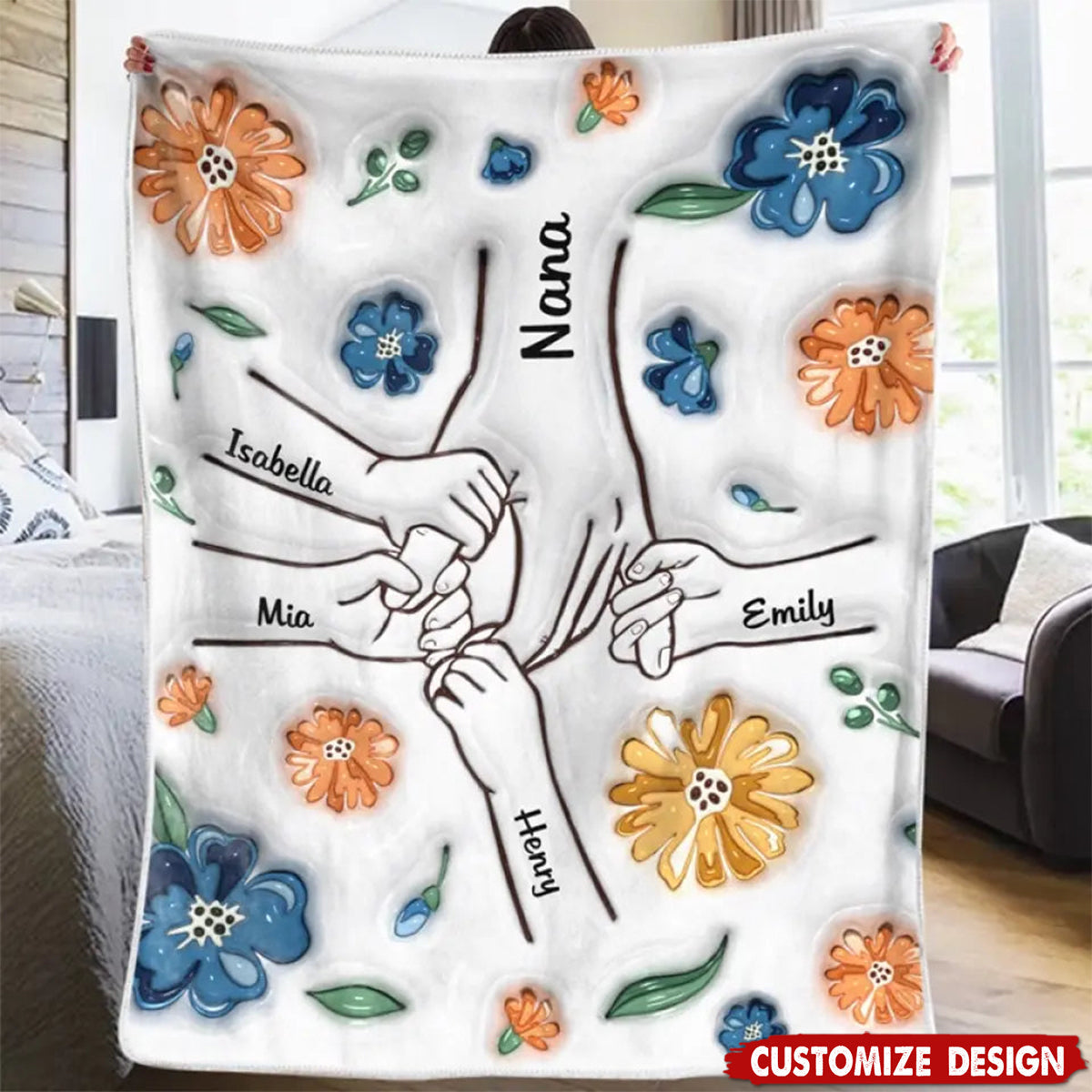 Personalized Family Blanket - Gift For Mom,Grandma