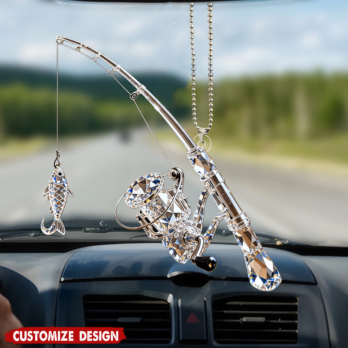 Personalized Fishing Rod Car Ornament Gift For Fishing Lover