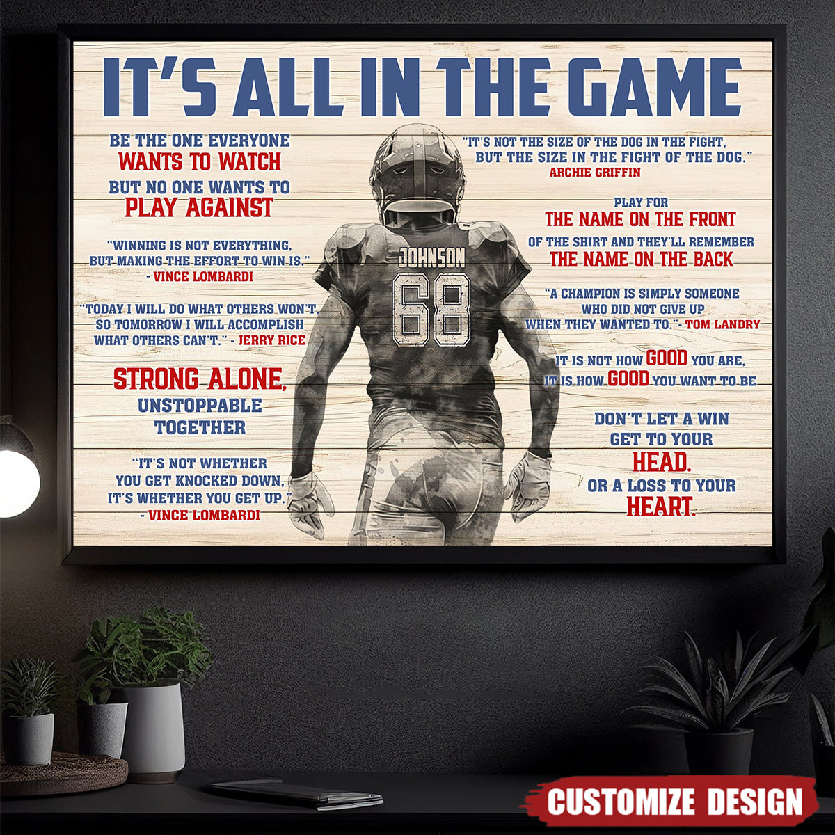 Personalized American Football Poster- Gift For American Football Lovers
